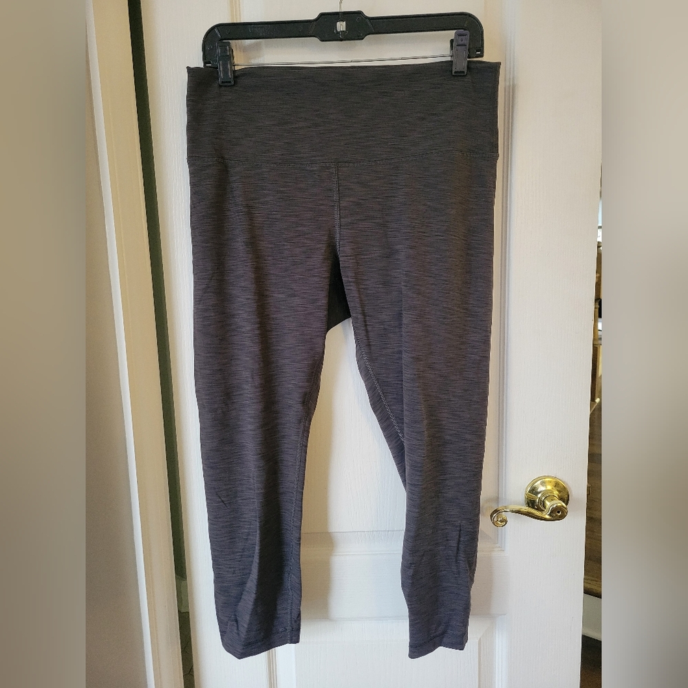 Lululemon Wunder Train High-Rise Crop Leggings Heathered Graphite Grey Size 14